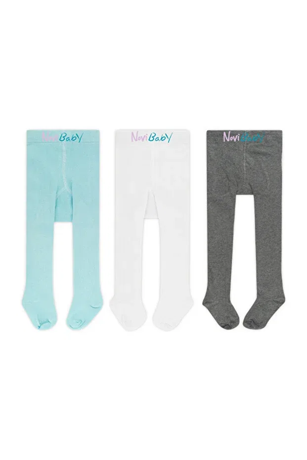 Детские колготки хлопковые 3 шт Novibaby, Blue-White-Gray