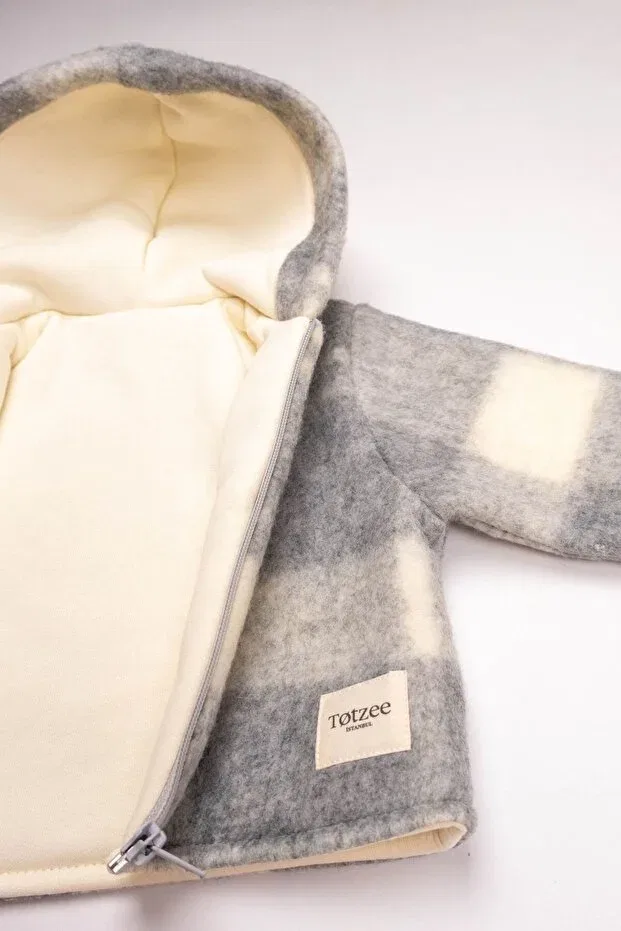 Детское пальто для девочек с капюшоном Totzee, Gray Cream — фото 3