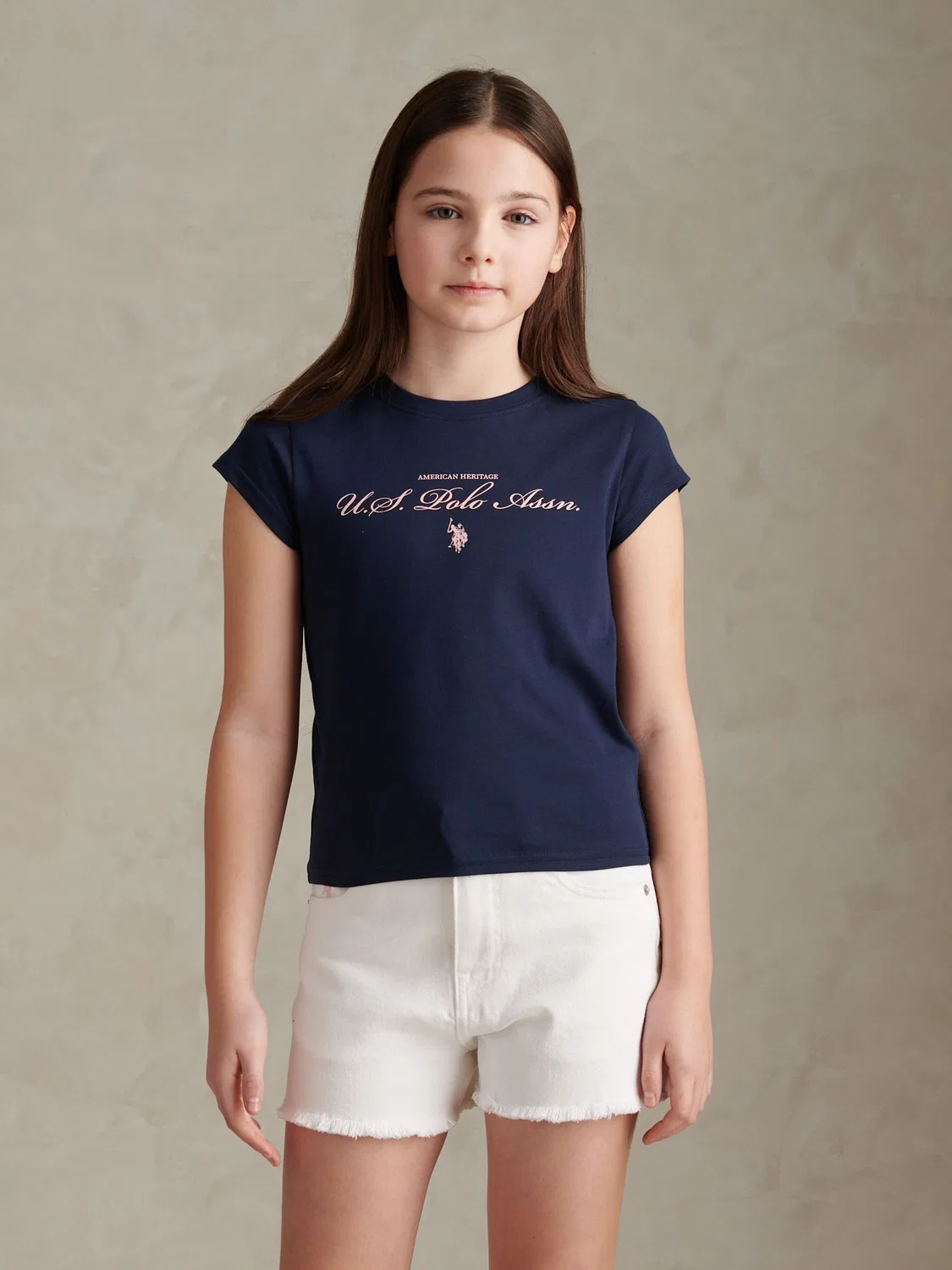Футболка с кап-рукавом, логотип U.S. Polo Assn, темно-синий