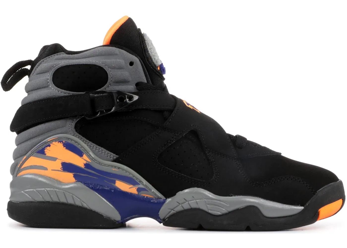 Детские кроссовки с принтом Jordan 8 Retro Jordan, Black/Bright Citrus-Cool Grey-Deep Royal Blue