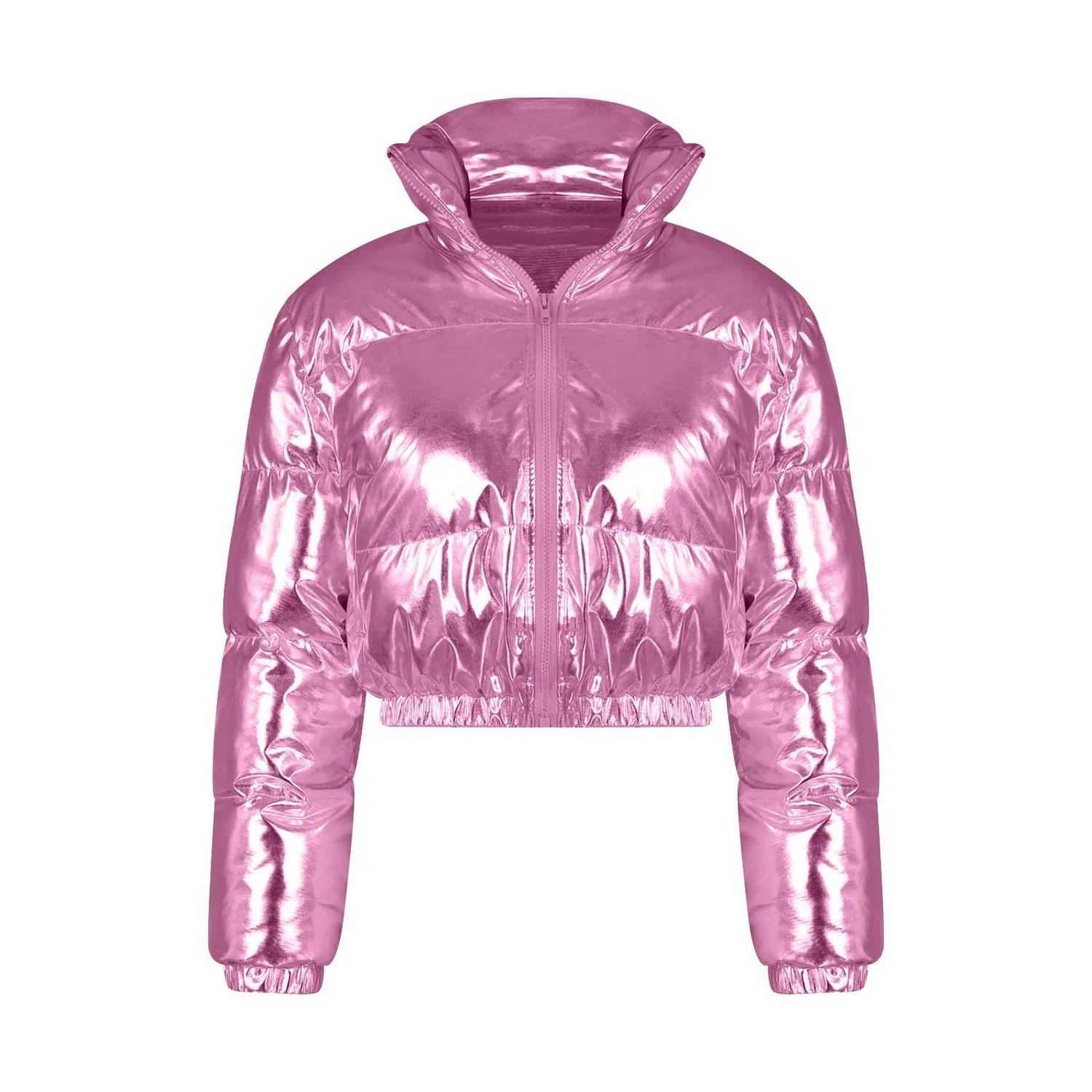 Женская куртка с блестящей молнией, pink warm