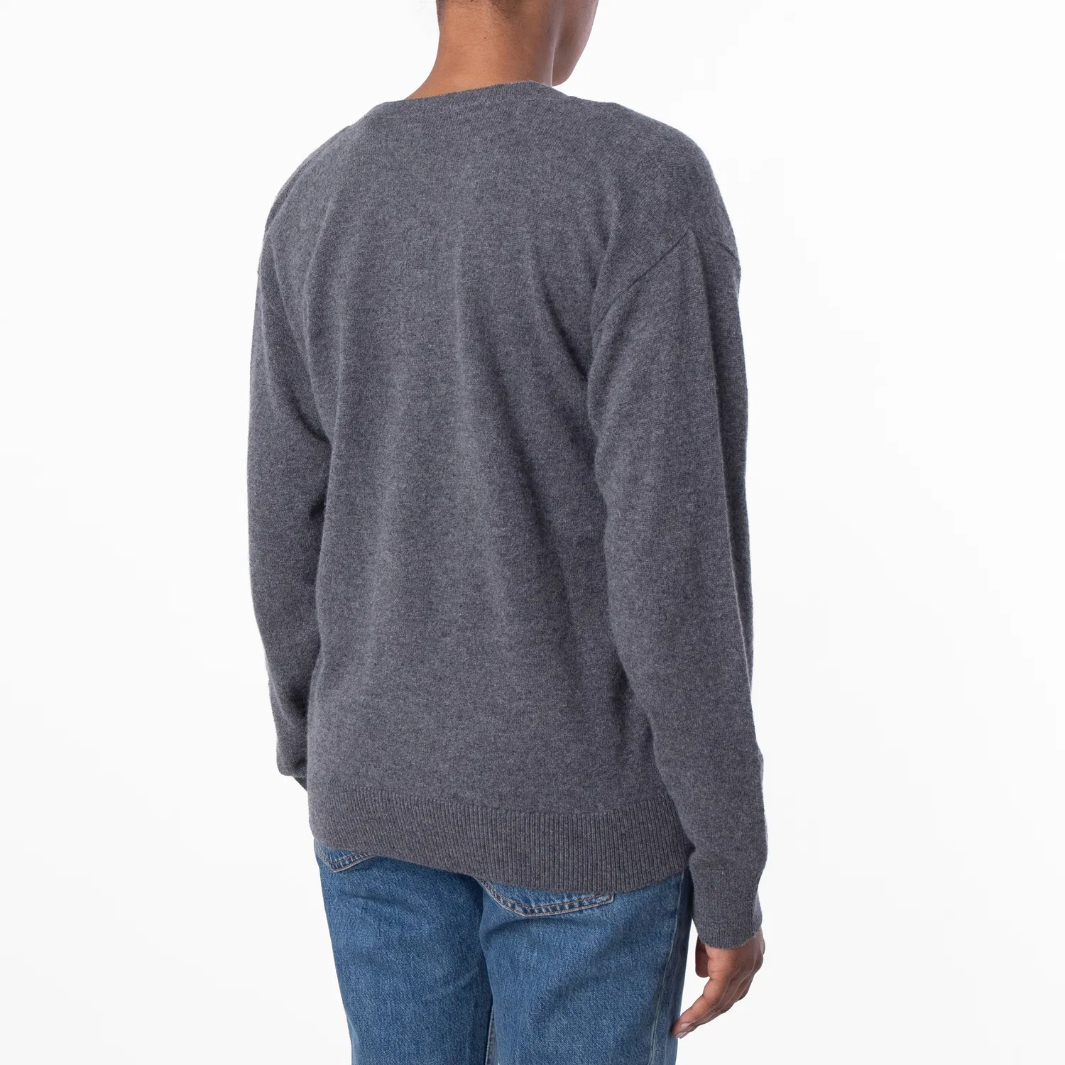 Джемпер женский с V-образным вырезом из кашемира V-Neck Cashmere Jumper Burberry, Charcoal — фото 3