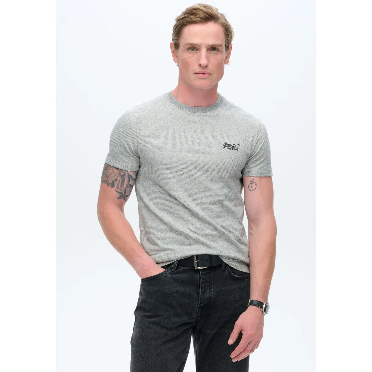 Детская хлопковая футболка с вышивкой Superdry, Light Grey