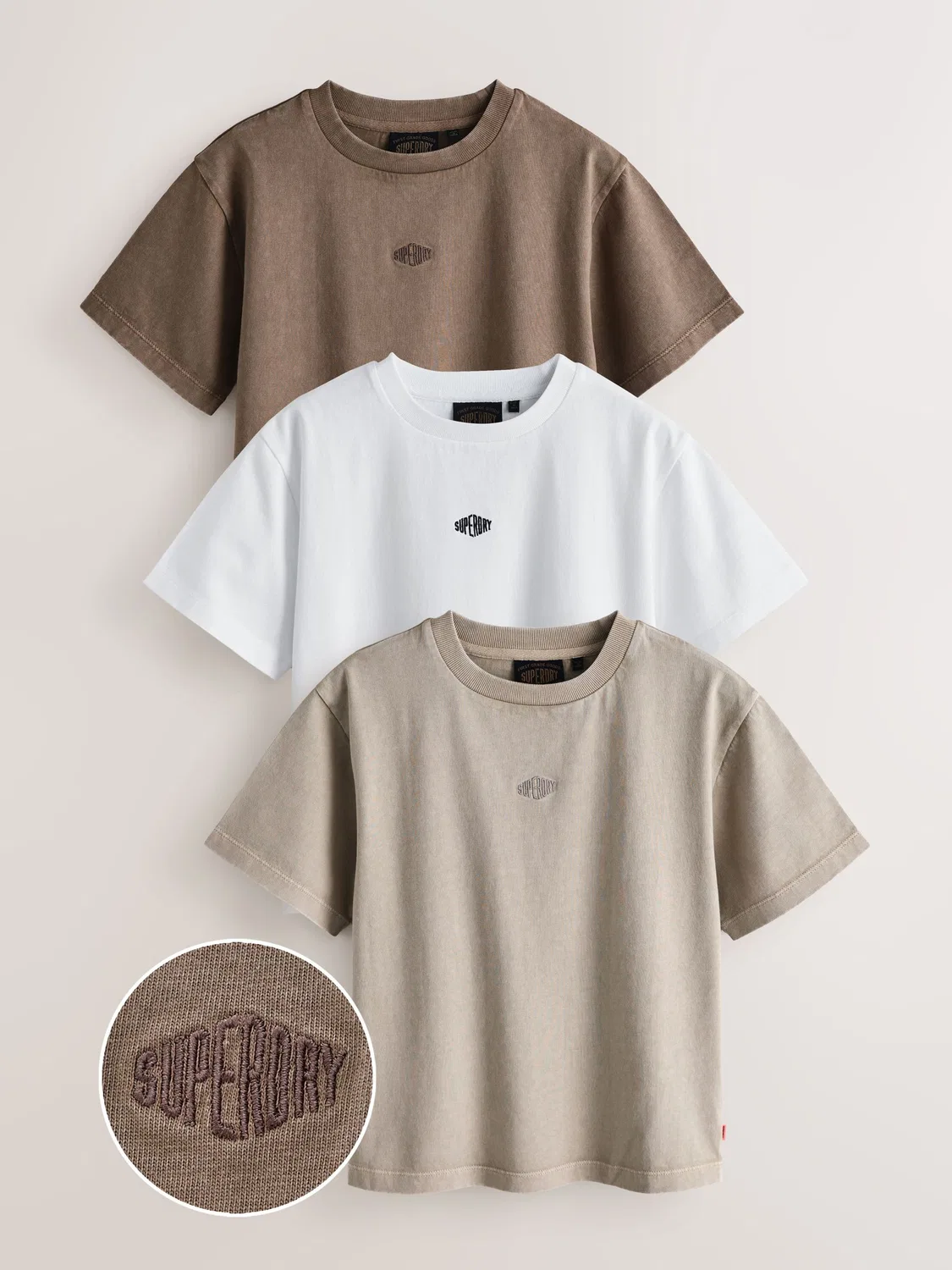 Футболки 3 шт. Regular Superdry, коричневый