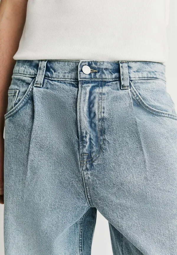 Джинсы широкие Regular fit - barrel fit edit pleated jeans Next, mid blue, синий — фото 4