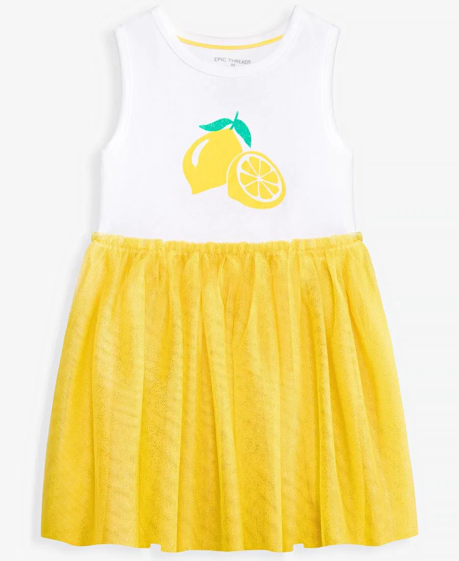 Платье без рукавов с принтом Lemon Tutu Epic Threads, Bright White