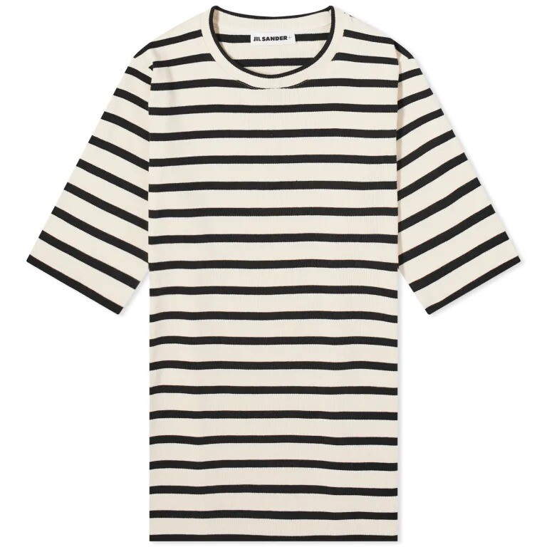 

Футболка Jil Sander+ Striped Logo, черный, белый