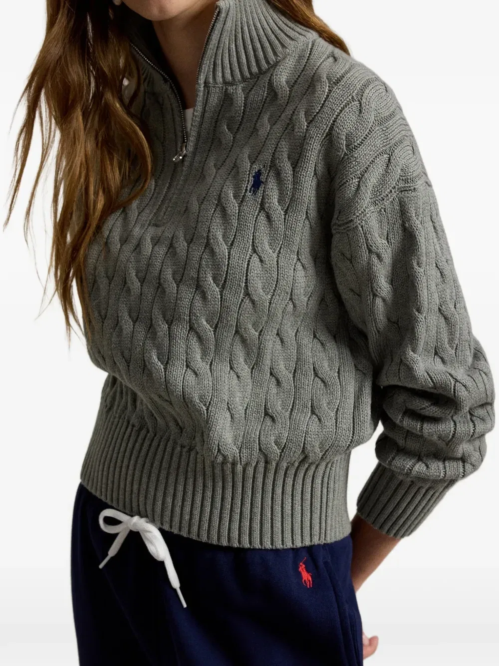 Свитер фактурной вязки Polo Ralph Lauren, серый — фото 4