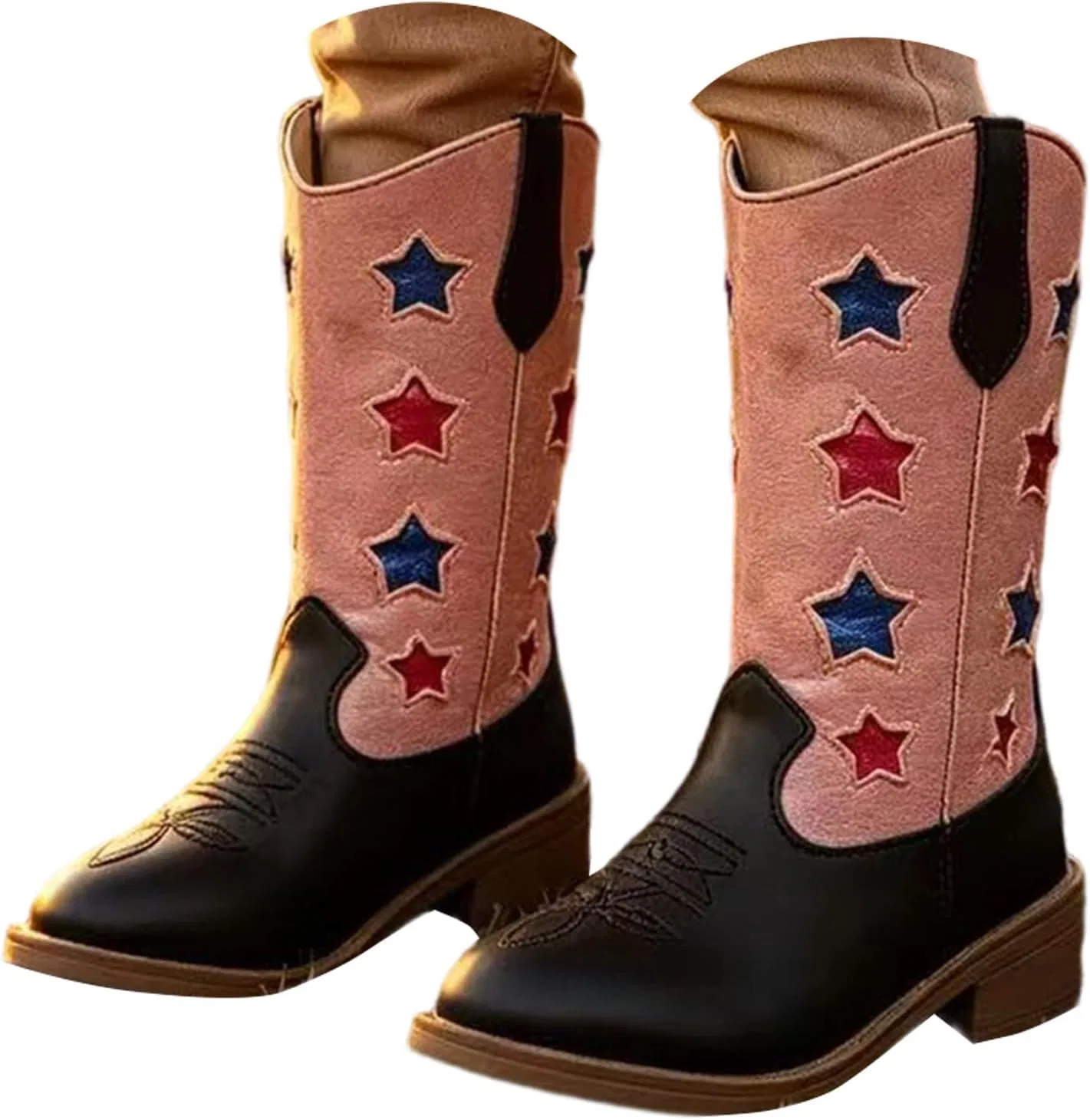 Детские сапоги для девочек и мальчиков с принтом, Cowboy Boots, Pink