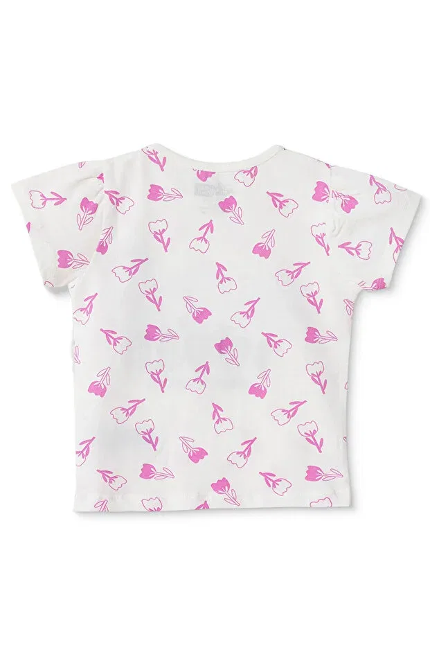 Детская футболка для девочек хлопковая Hellobaby Ebebek Hello Baby, Ecru Printed — фото 2