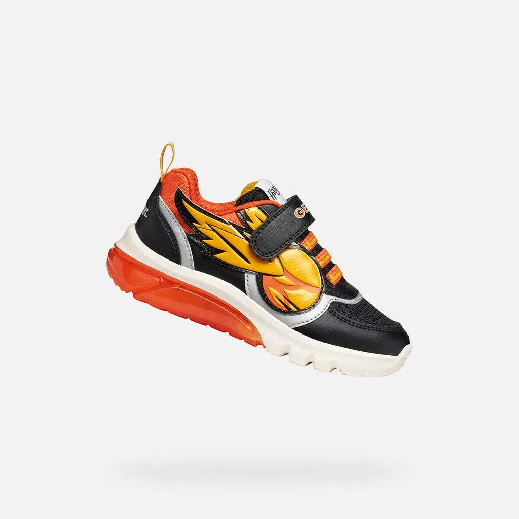 Детские кроссовки для мальчиков со светящейся подошвой Ciberdron Geox, Schwarz Orange