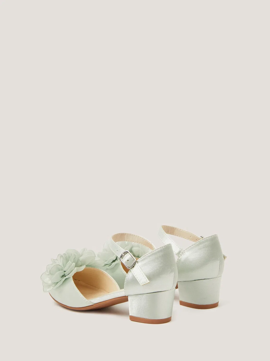 Туфли на каблуке с цветочным декором Monsoon Corsage Satin Heels, зеленые — фото 2