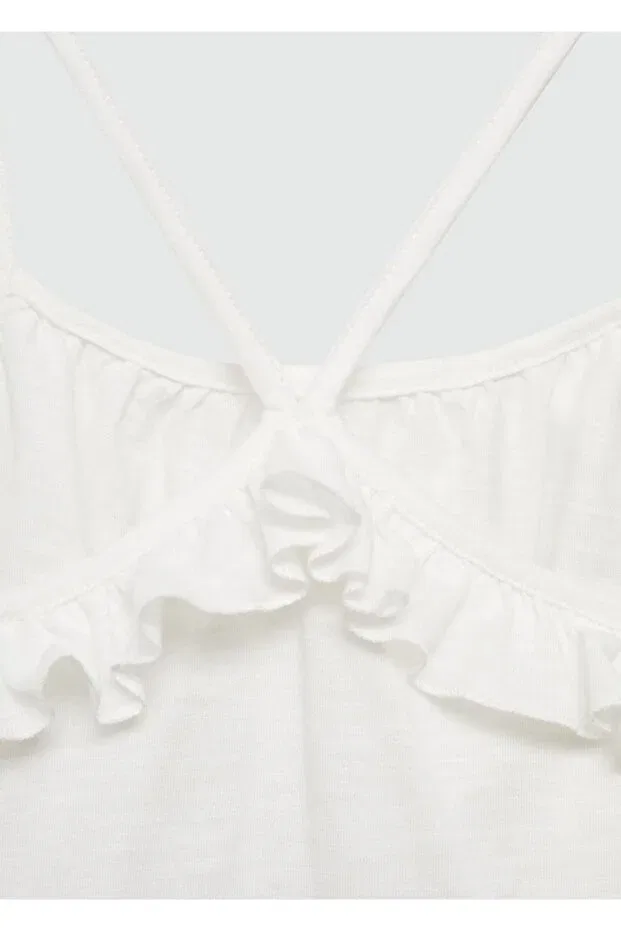 Детская футболка для девочек с воланами Mango Kids, Off White — фото 3