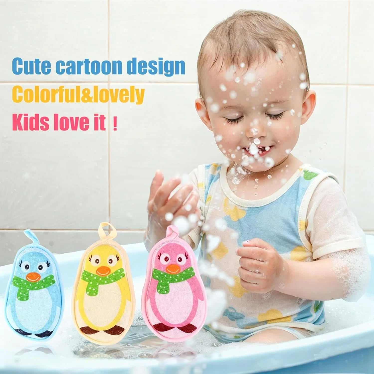 Набор мочалок для ванны из хлопка, 3 шт, Beatifufu, 40 г, Assorted Colours — фото 4