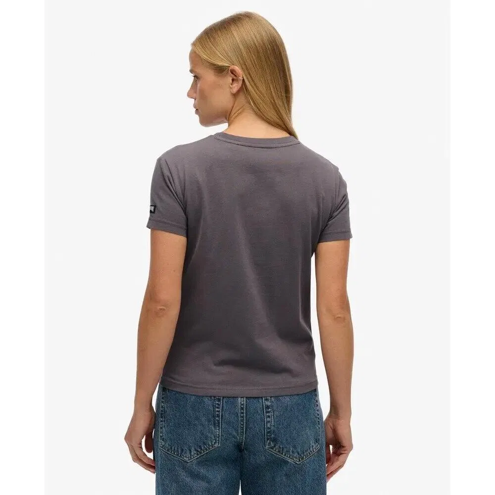 Женская облегающая футболка Superdry Band Merch, Grau — фото 4
