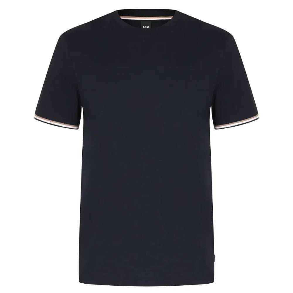 

Футболка Boss Cotton-Jersey With Signature-Stripe Cuffs, синий