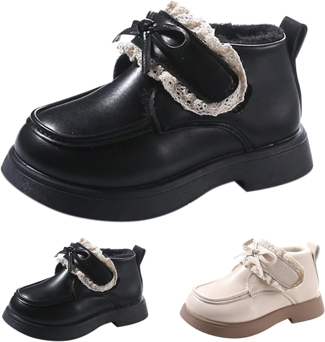 Детские сапоги для девочек с бантом, модель Winter Cute Bowknot Short Dress Boot Low Heel Anti Slip Comfortable Girls Rain Boots Size 13, Black — фото 2