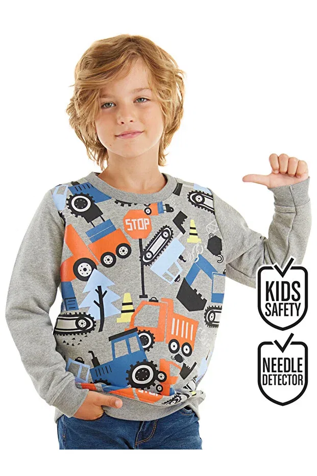 Детские свитшот для мальчиков с длинным рукавом Denokids, Gray
