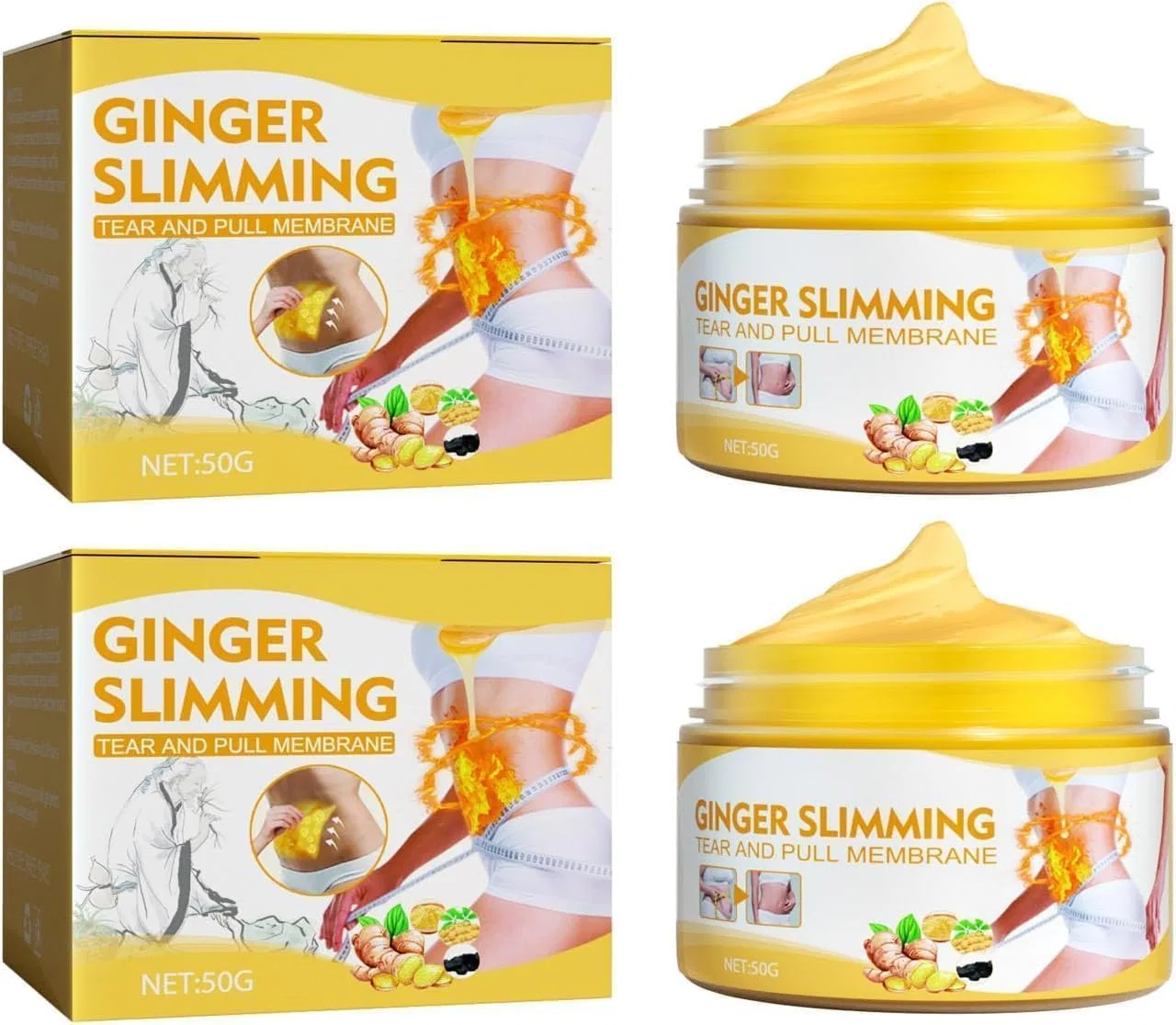 Крем для живота моделирующий, Ginger, sjfscqr, 2 шт., 50 г