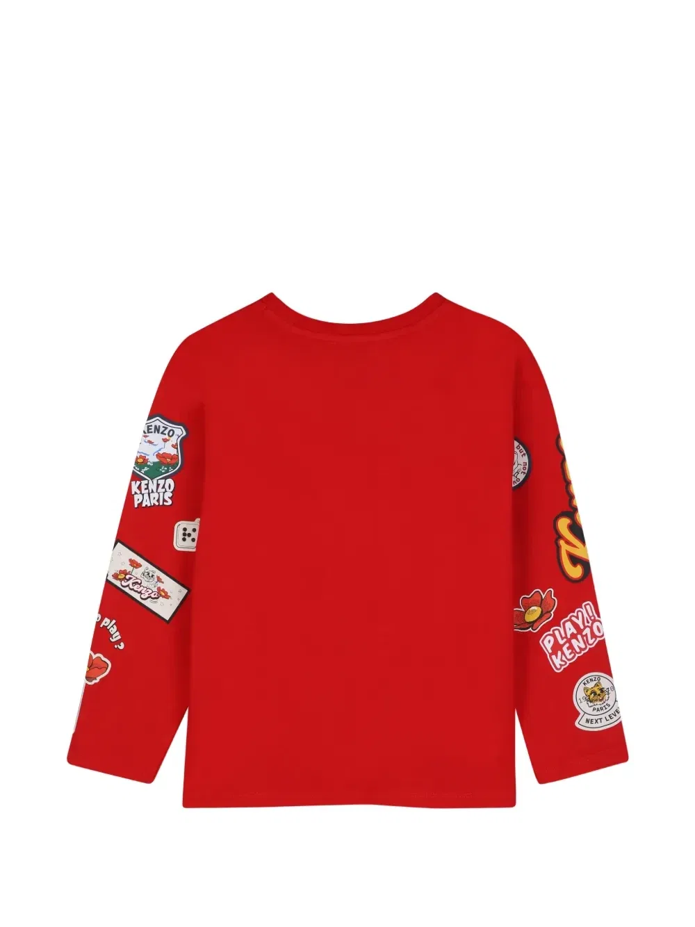 Футболка с длинными рукавами и нашивками Kenzo Kids, красный — фото 2