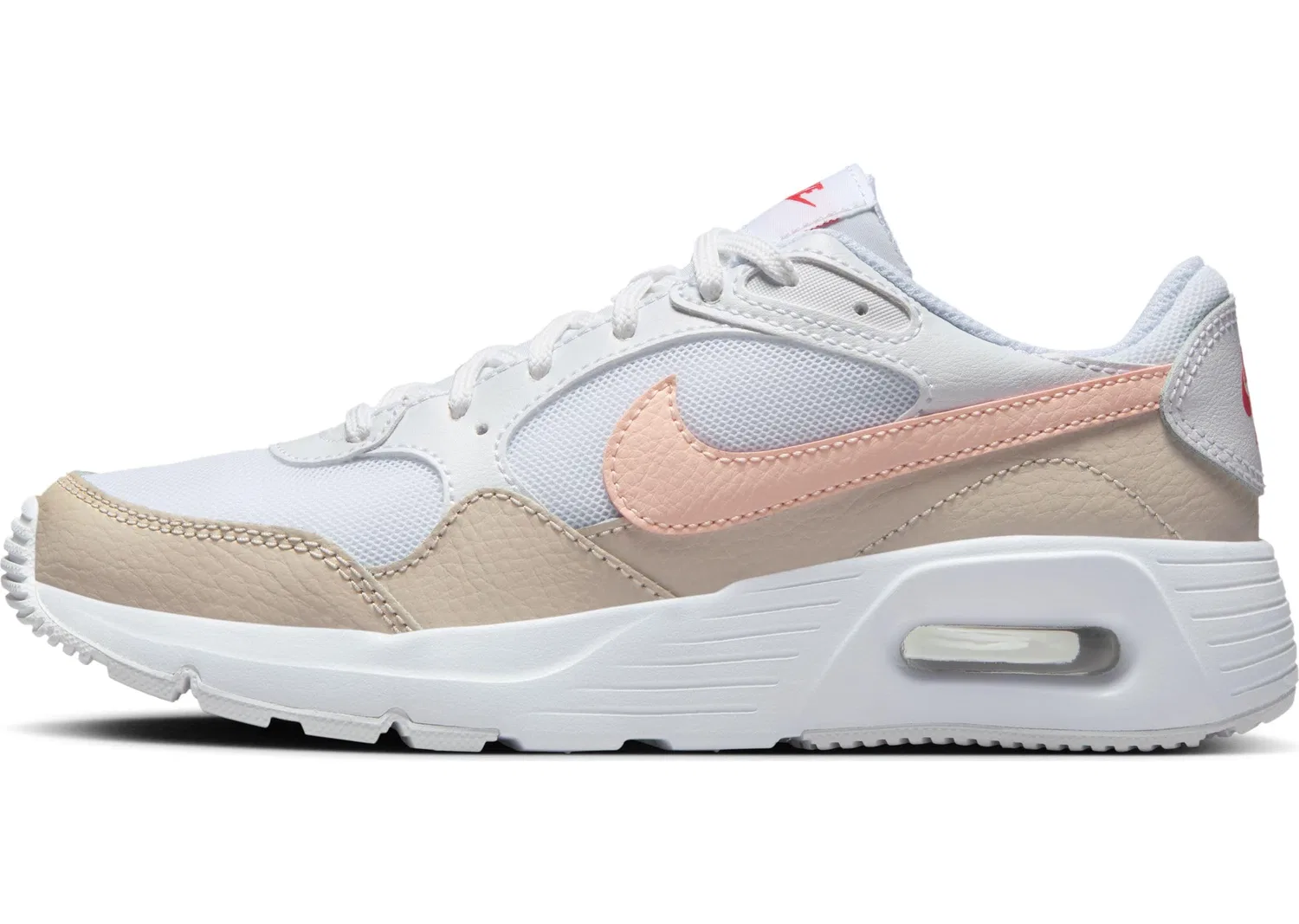 Детские кроссовки для девочек с шнуровкой Air Max SC NIKE, White Echo Pink Lt Orewood Brn