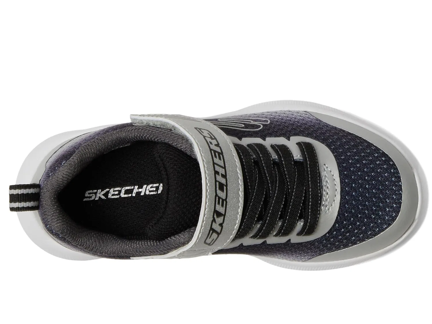 Детские кроссовки для мальчиков с принтом Microspec - Zorva Skechers, Black Silver — фото 3