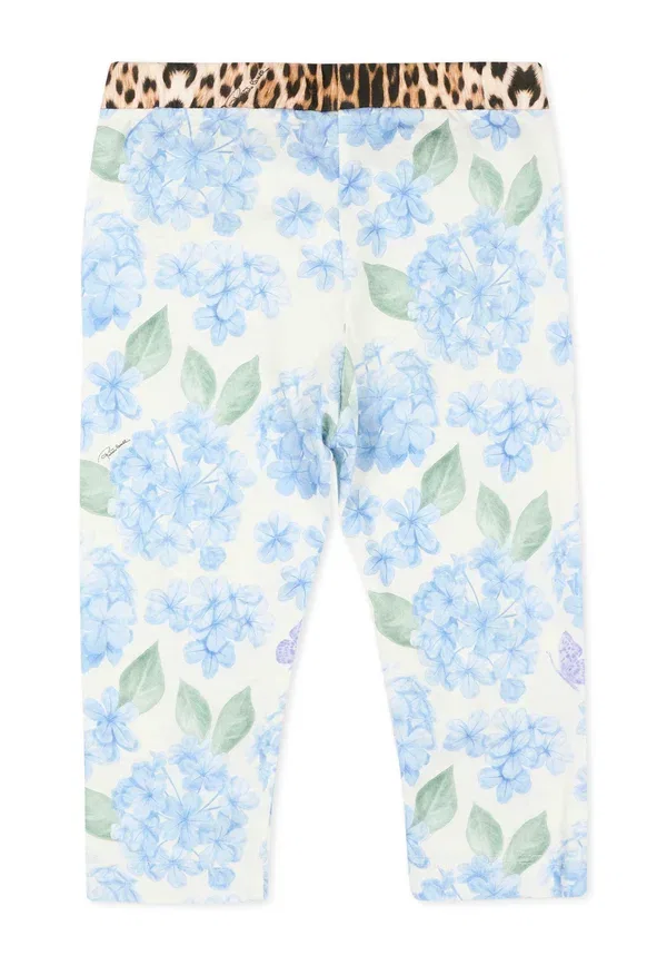 Леггинсы с цветочным принтом Leggings Roberto Cavalli Junior, Light Blue, светло-голубой — фото 2