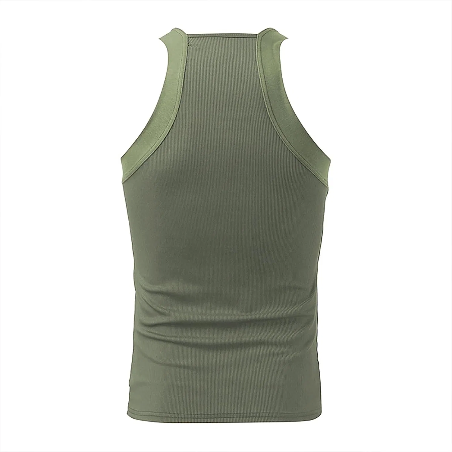 Мужская ribbed майка с квадратным вырезом Generic, Army Green — фото 4