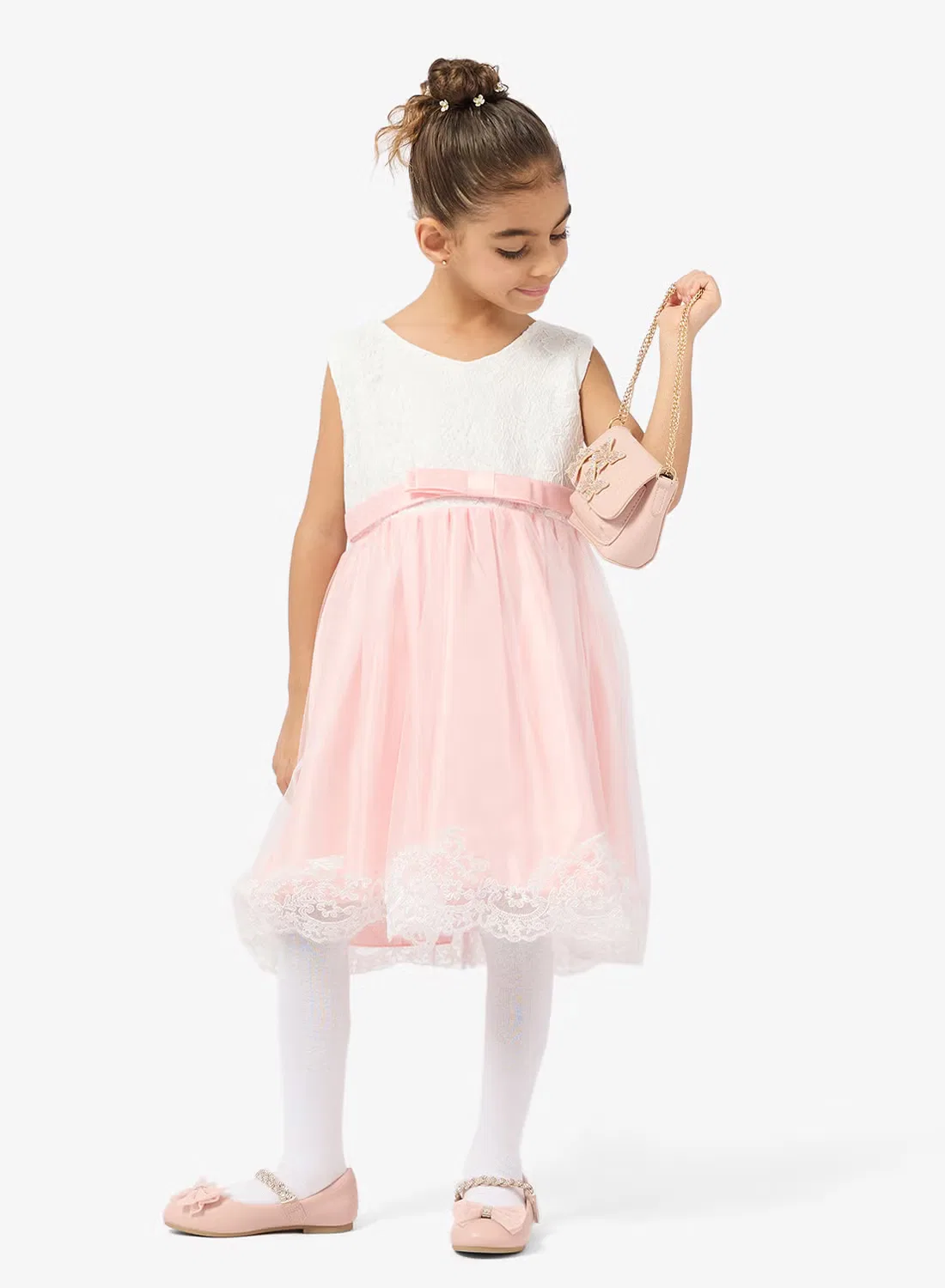 Платье с бантом и кружевом Occasion bow lace Pinata, светло-розовый