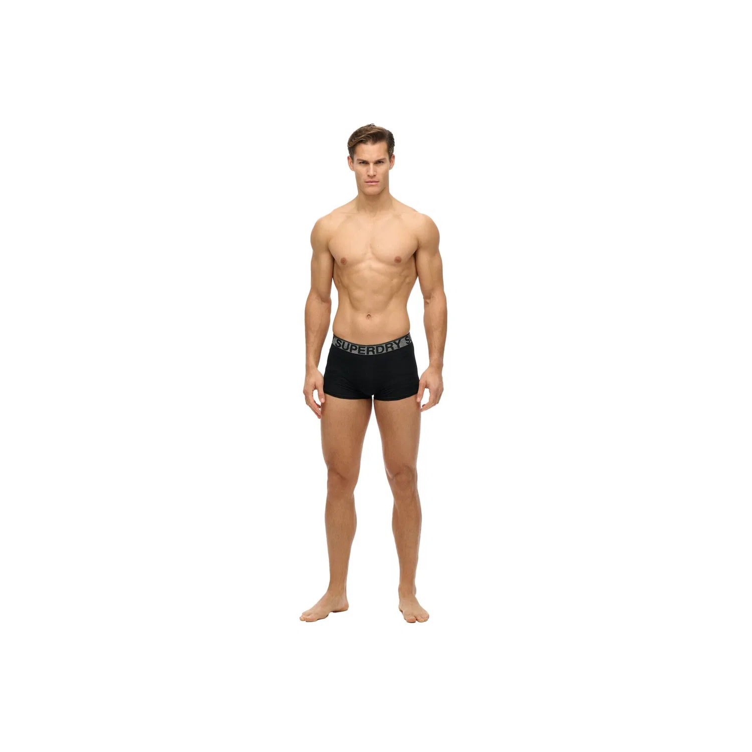 Мужские боксеры-трикотажные в упаковке 3 штуки Superdry, Black/Gray — фото 4
