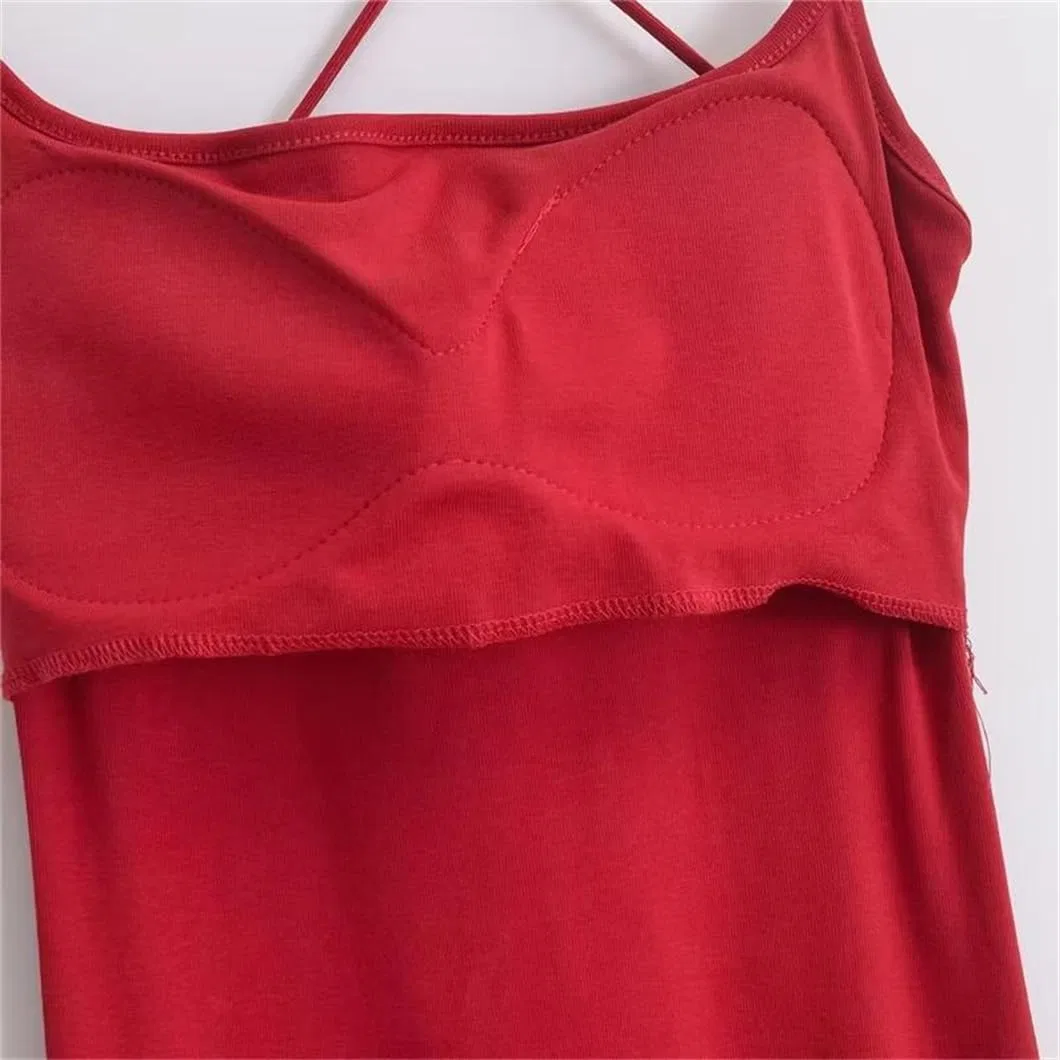 Женское летнее платье миди на тонких бретелях Cotton Blend, Beige — фото 4