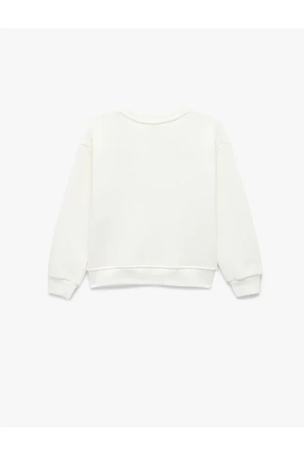 Детское для девочек свитшот с принтом Girl'S sweat 6wkg10211ak Koton, Ecru — фото 2