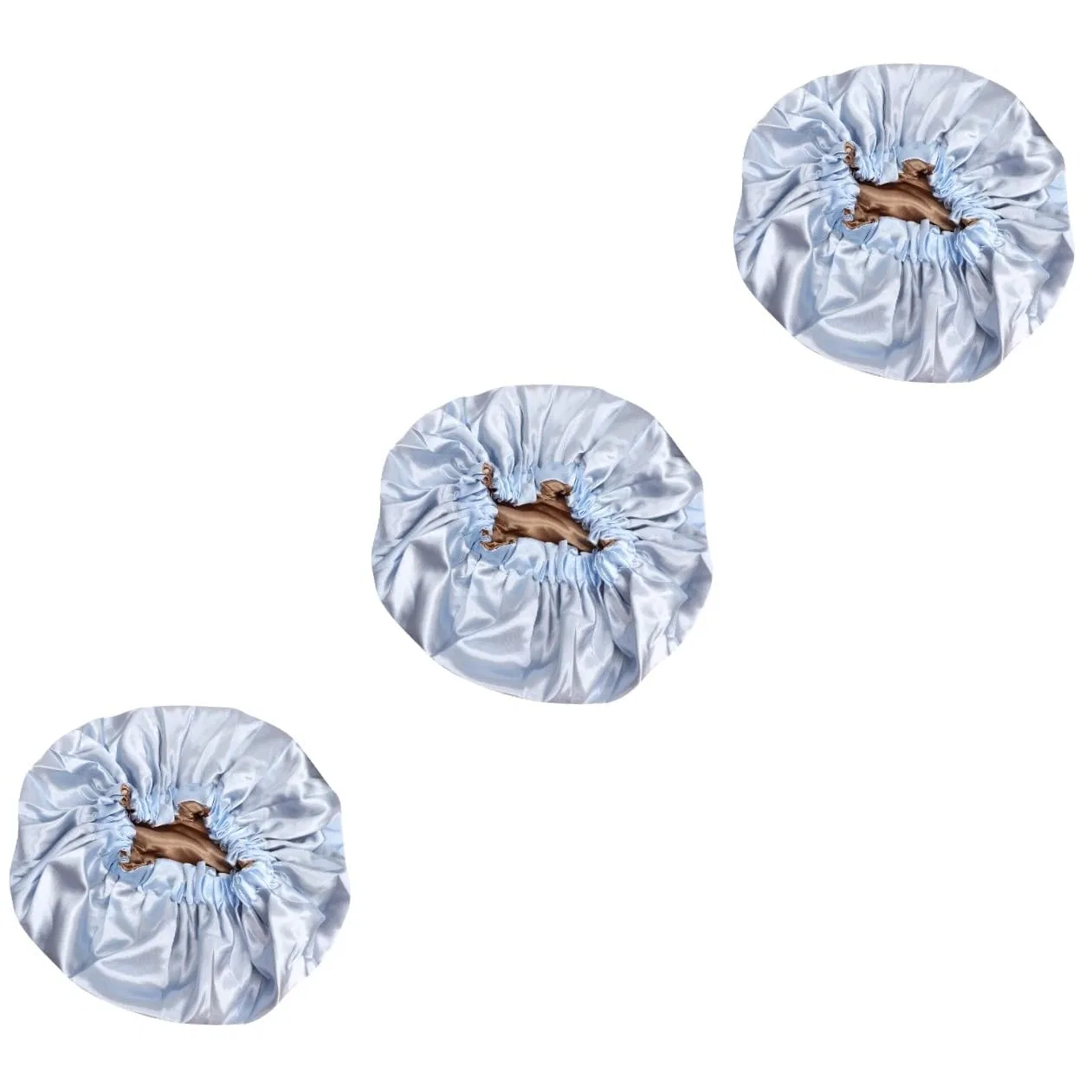 Шапочка для душа, двойной слой сатин, Healeved, 3 шт, 38x38 см, Sky Blue — фото 2