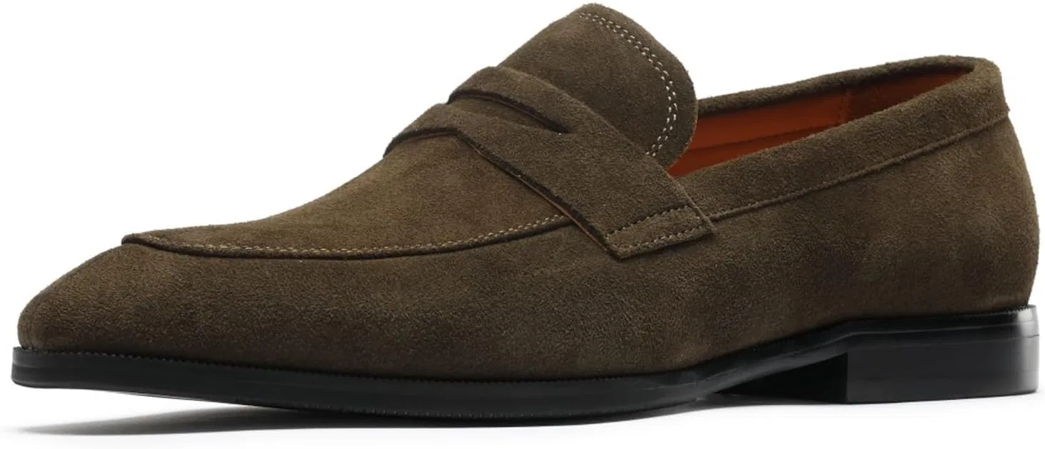 Лоферы кожаные повседневные, Suede Green FIAVOM