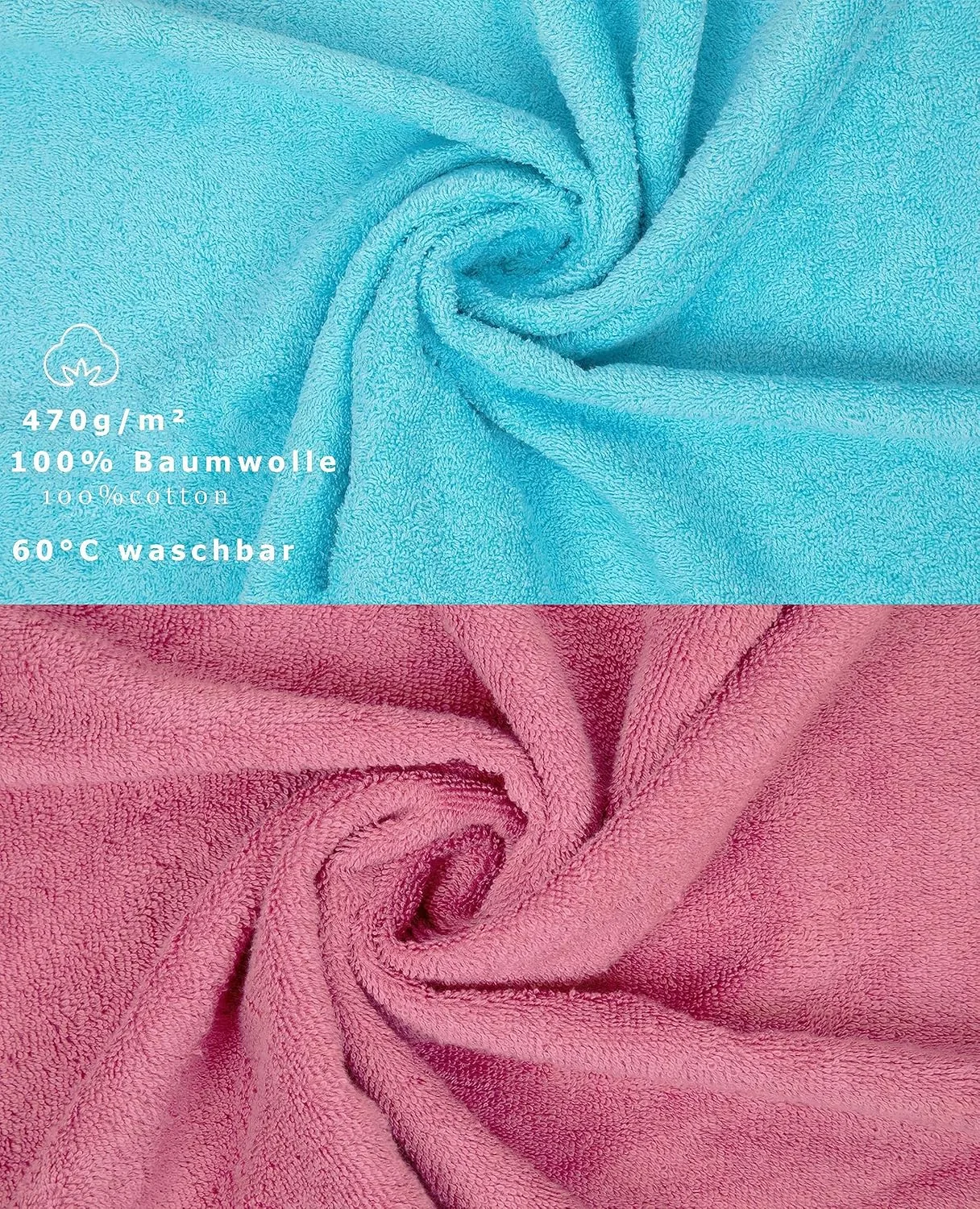 Набор мочалок 10 шт, Betz, 30x30 см, Dusky Pink Turquoise — фото 4