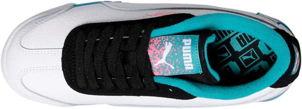 Детские кроссовки для мальчиков Roma Basic PUMA, White/Black/Sunset Glow/Deep Aqua — фото 4