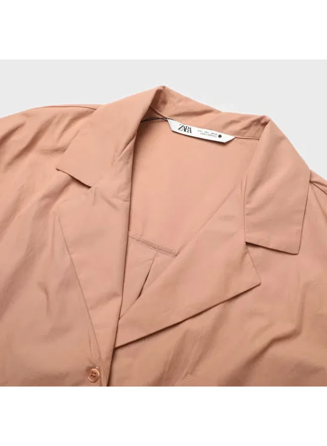 Лонгслив свободный минималистичный с длинным рукавом Zara, молочный — фото 4