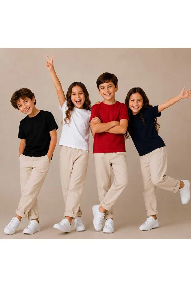 Детский комплект футболок для девочек Basics Bebeğime Çorap, Red-Black-White-Navy Blue