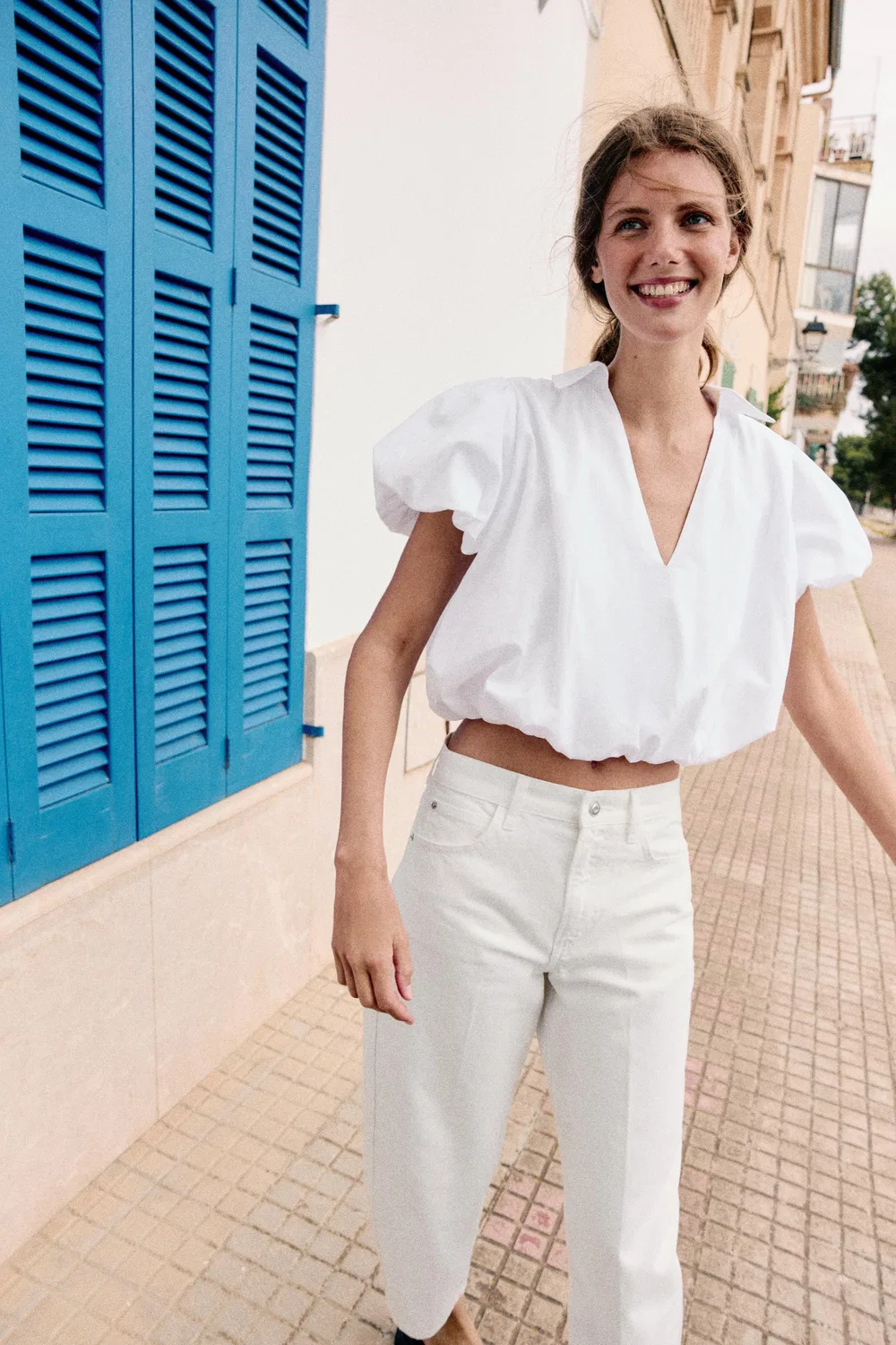 Футболка с коротким рукавом и воздушным шаром ZARA, White