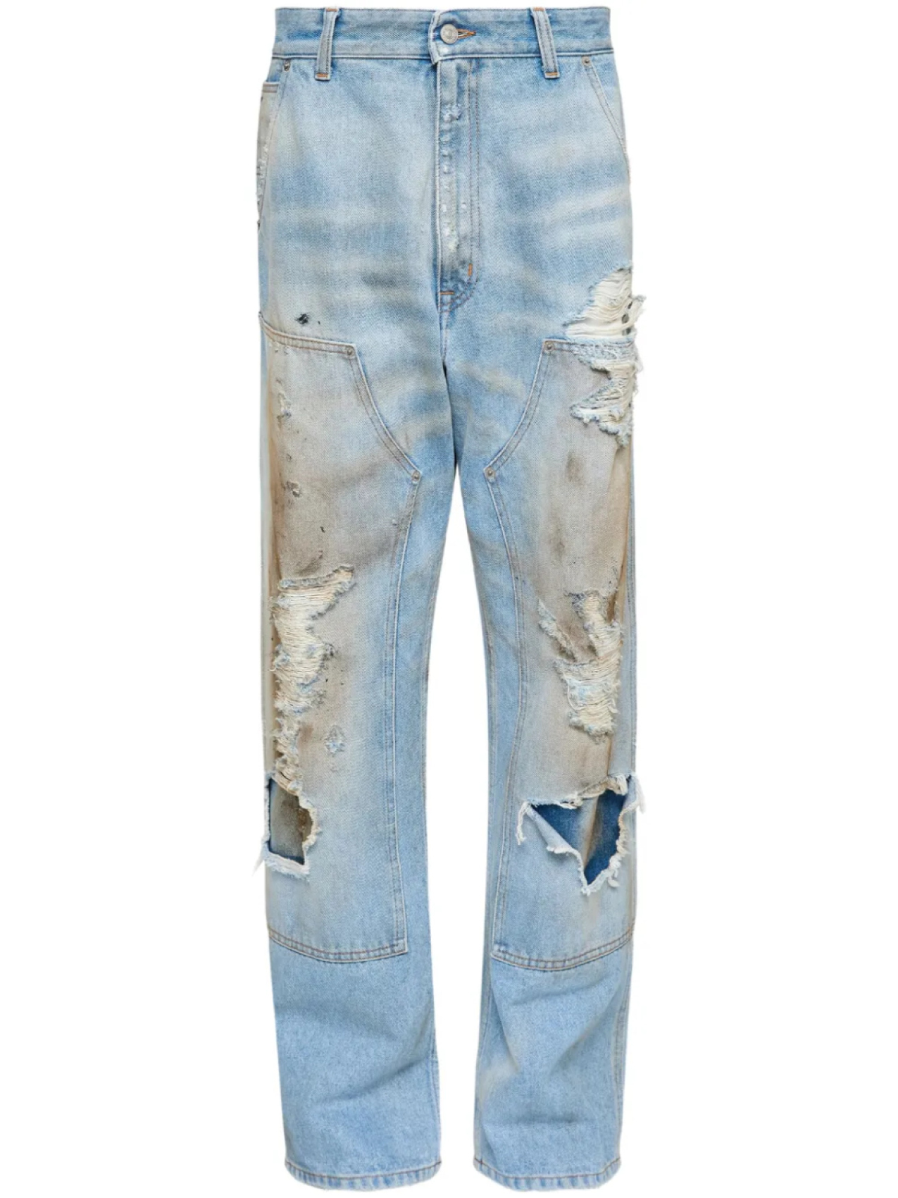 

MM6 Maison Margiela джинсы с эффектом потертости, синий