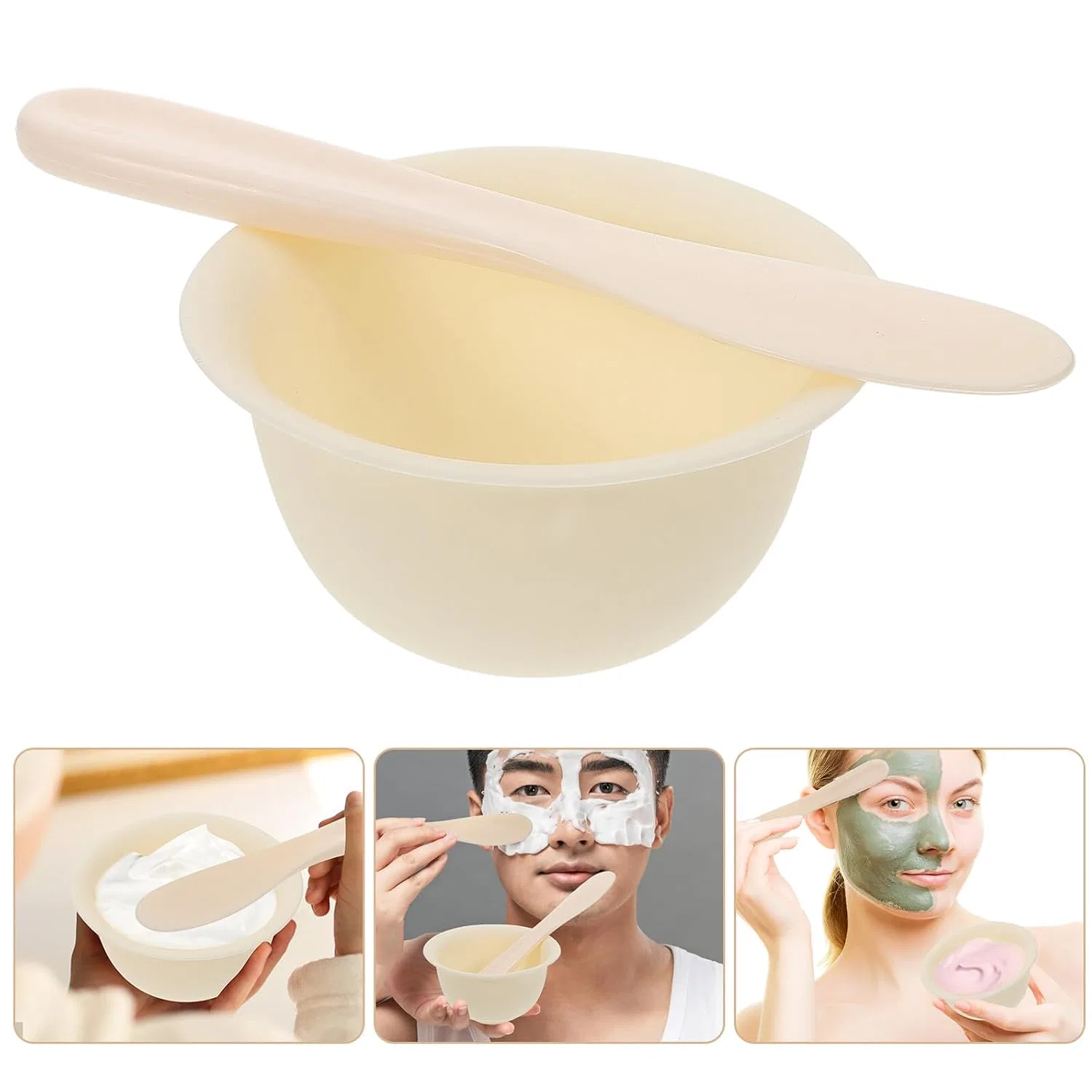Набор для масок для лица Silicone Mask Bowls HEALEEP, 1 чаша, 1 аппликатор, Beige — фото 2