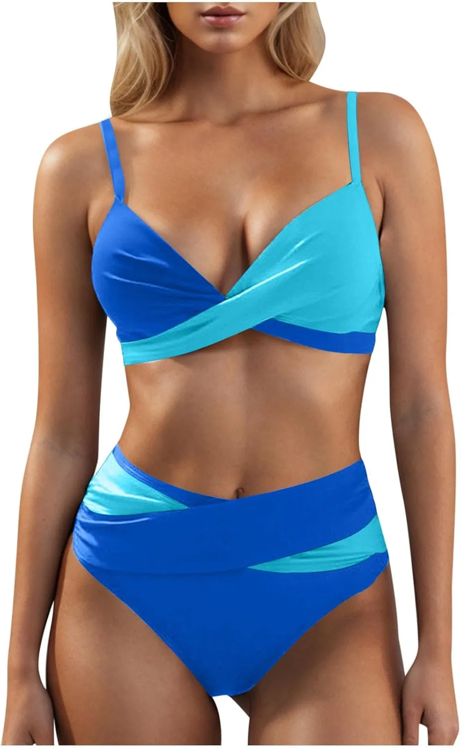 Женский бикини-комплект с высокой талией Tummy Control, Light Blue