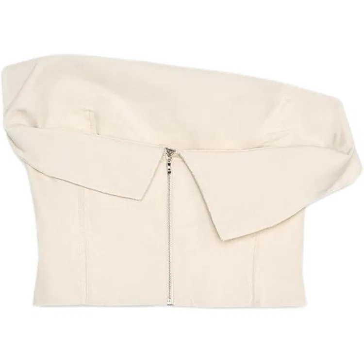 Женский топ без бретелек ZW Strapless Top Raw White, ZARA, Raw White — фото 3