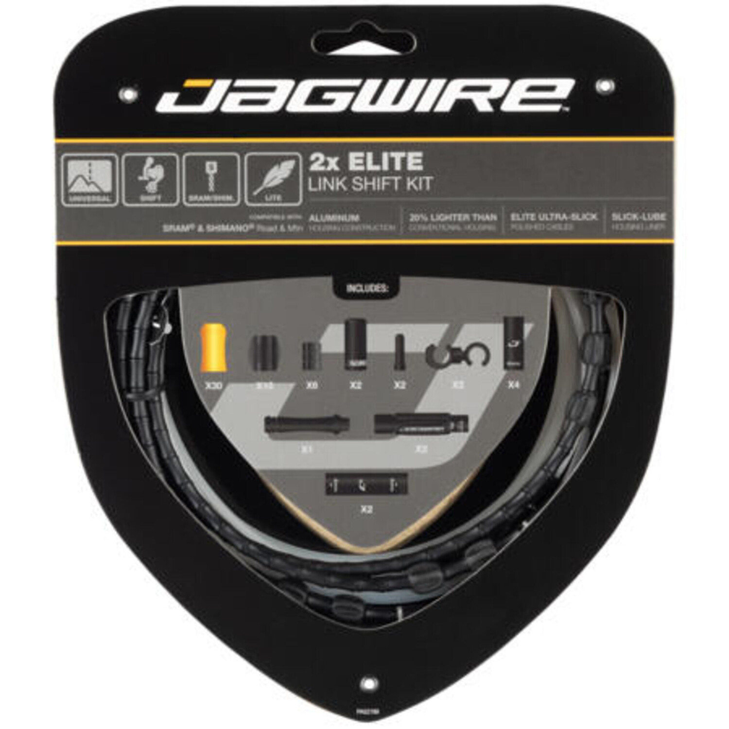

Комплект тросов переключения передач Jagwire 2X Elite, черный / черный / черный