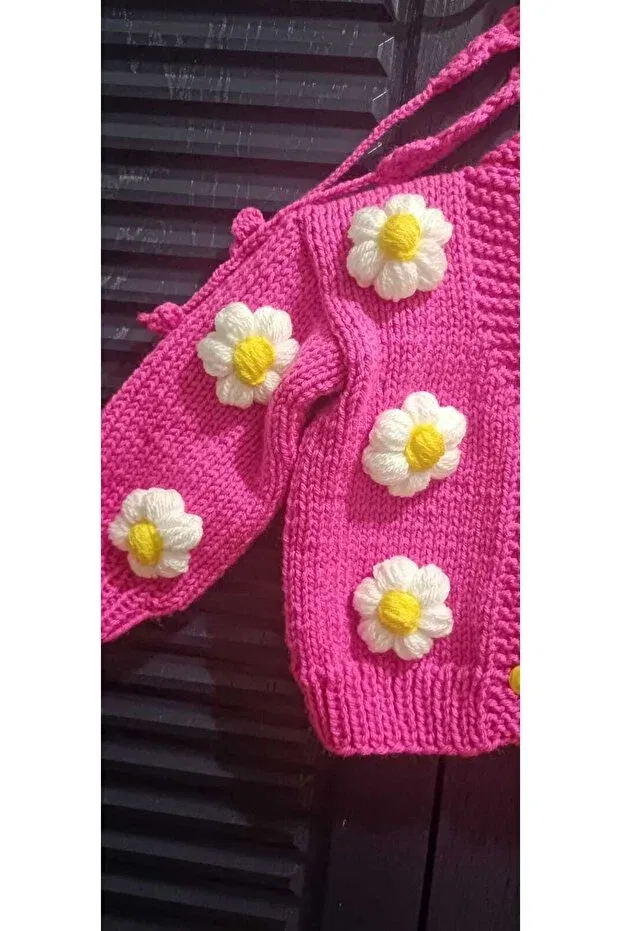 Детский кардиган для девочек с цветочным принтом El Örgüsü Cici Bebe, Fluoria — фото 4
