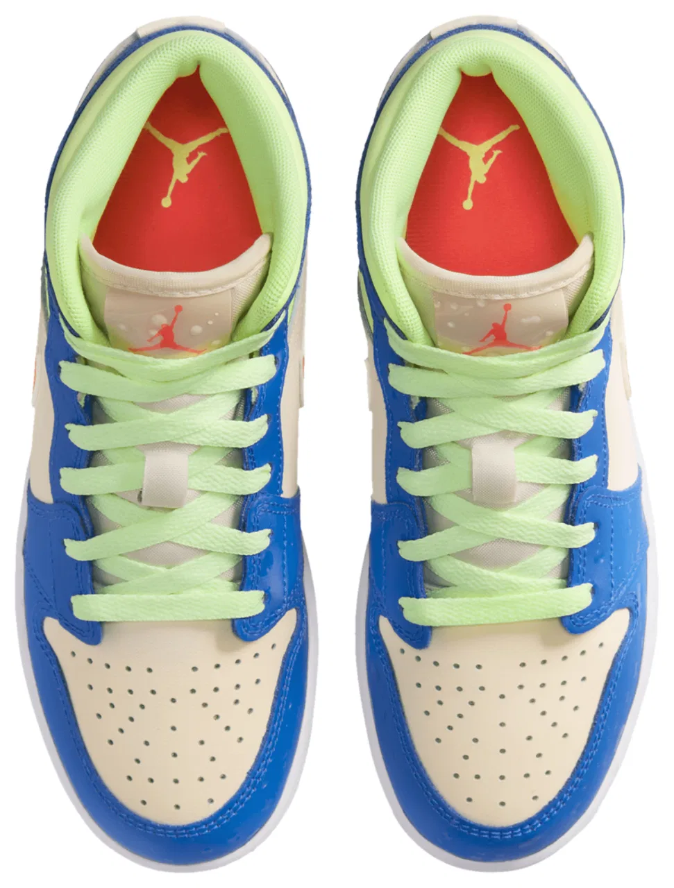 Баскетбольные кроссовки для мальчиков AJ 1 Mid Jordan, цвет Blue/Volt/Tan — фото 4