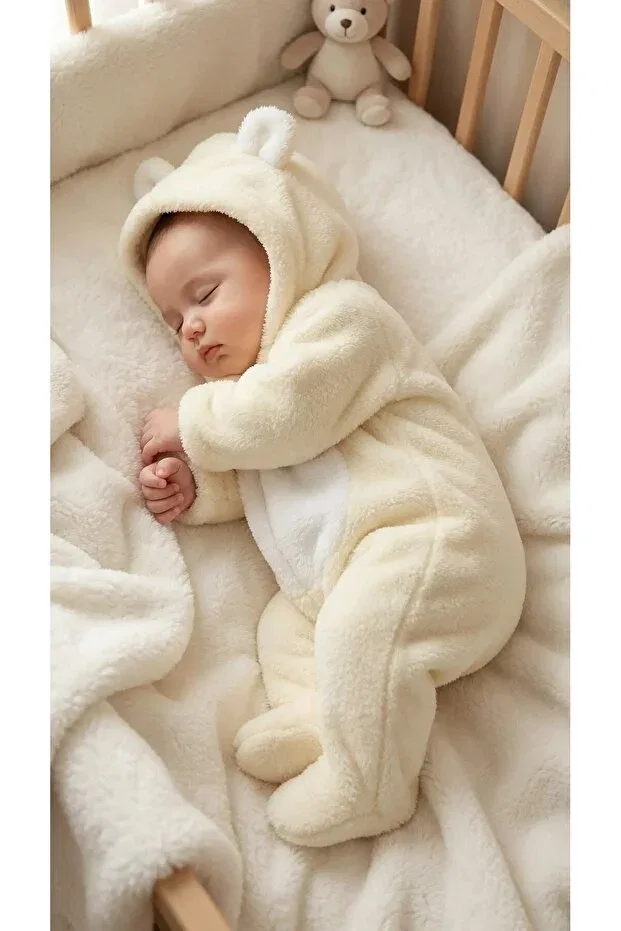 Детский комбинезон с капюшоном Named Plush Baby Romper Bebek_Iklimi, Nude Color