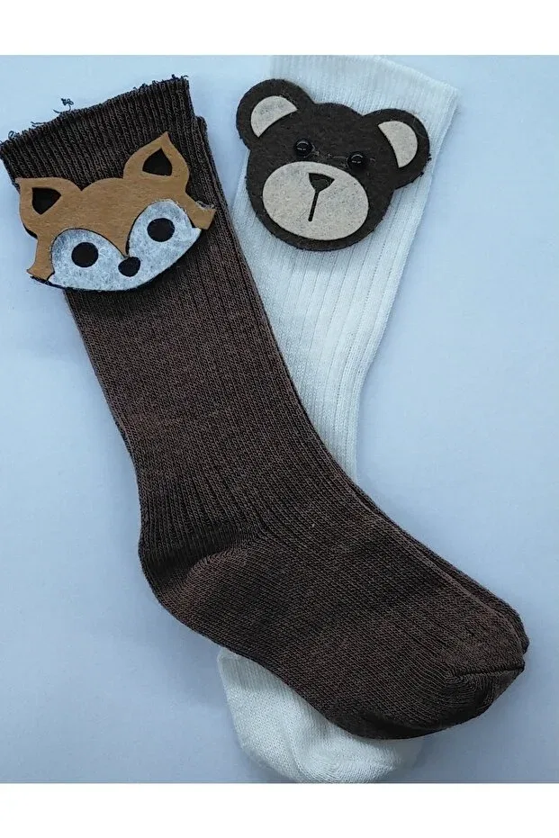 Детские гольфы для новорожденных с фетровой бахромой Özkardeşler Baby, Brown Ecru