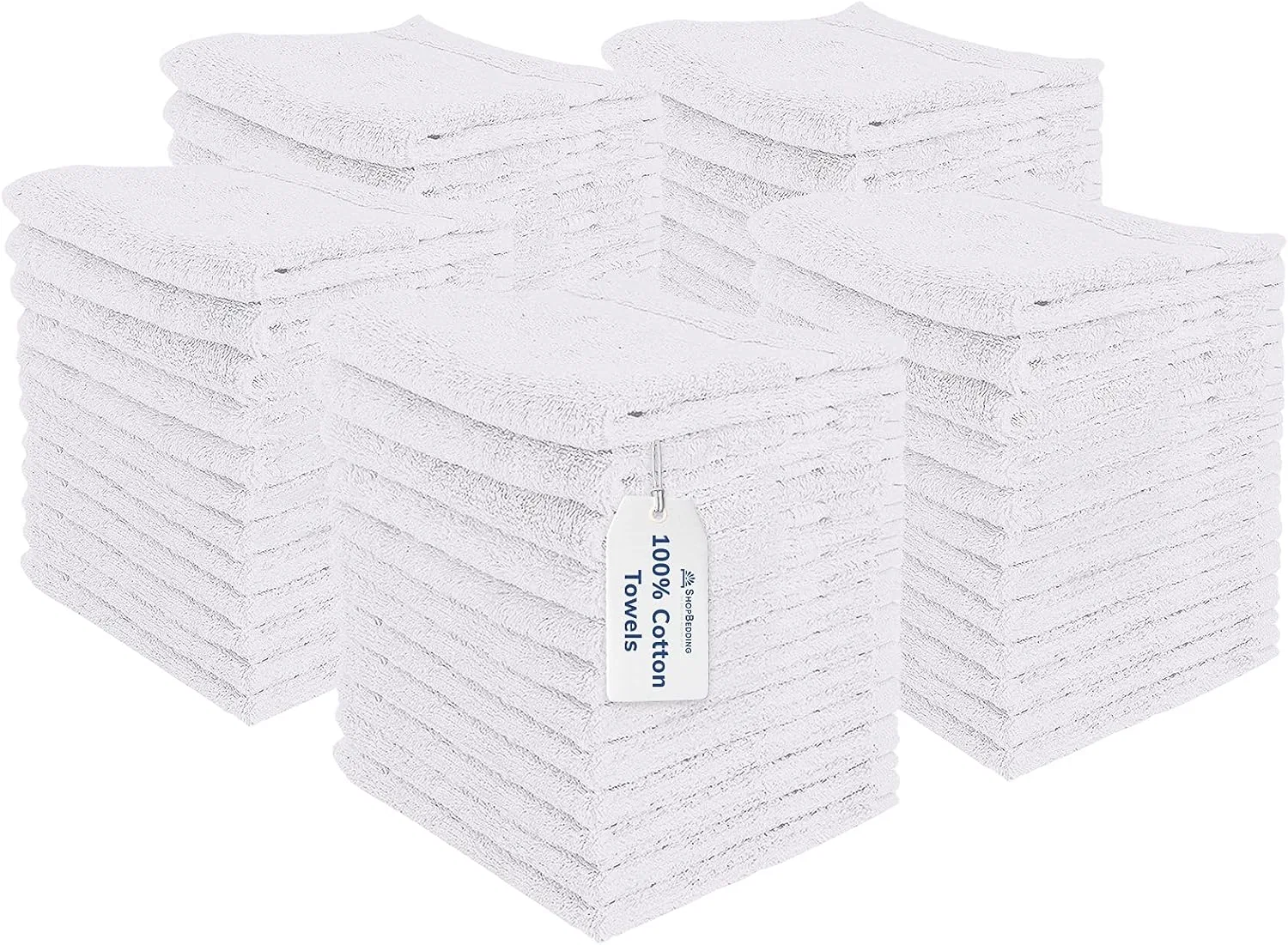 Мочалка хлопковая SHOPBEDDING, Набор 60 шт, 30.5x30.5 см, Белый