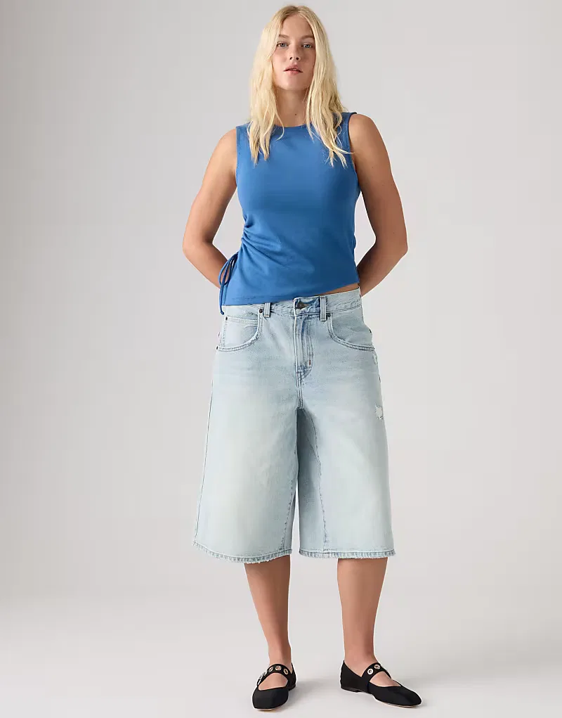 Джинсовые шорты Levi's Super baggy jort светло-голубой — фото 3